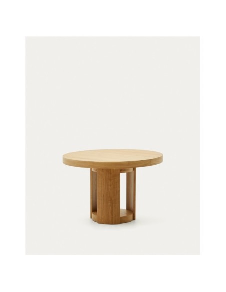 Mesa extensible redonda Artis de madera maciza y chapa de roble FSC 100% 120 (170) x 80 cm - Kave Home