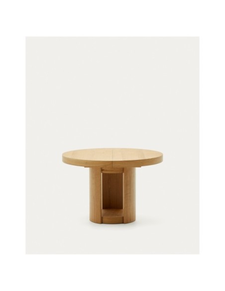 Mesa extensible redonda Artis de madera maciza y chapa de roble FSC 100% 120 (170) x 80 cm - Kave Home