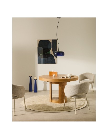 Mesa extensible redonda Artis de madera maciza y chapa de roble FSC 100% 120 (170) x 80 cm - Kave Home