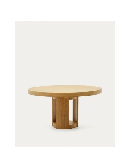 Mesa extensible redonda Artis de madera maciza y chapa de roble FSC 100% 150 (200) x 80 cm - Kave Home