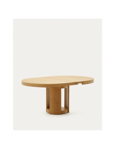 Mesa extensible redonda Artis de madera maciza y chapa de roble FSC 100% 150 (200) x 80 cm - Kave Home