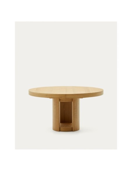 Mesa extensible redonda Artis de madera maciza y chapa de roble FSC 100% 150 (200) x 80 cm - Kave Home
