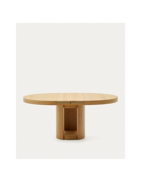 Mesa extensible redonda Artis de madera maciza y chapa de roble FSC 100% 150 (200) x 80 cm - Kave Home
