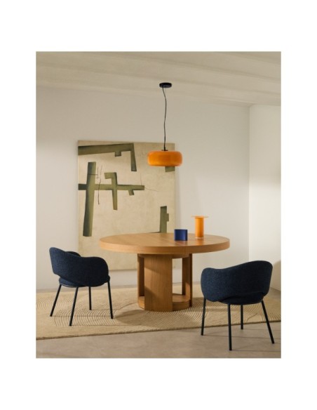 Mesa extensible redonda Artis de madera maciza y chapa de roble FSC 100% 150 (200) x 80 cm - Kave Home