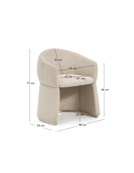 Silla Bosca de chenilla beige - Kave Home