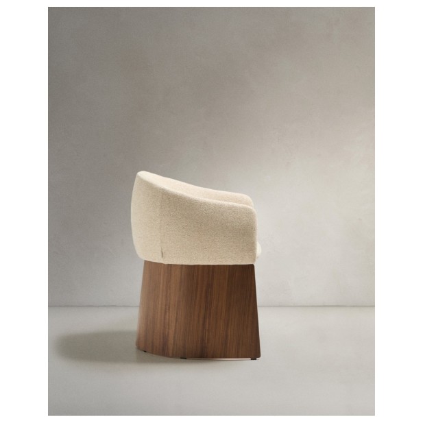 Silla Bosca de chenilla beige y chapa...