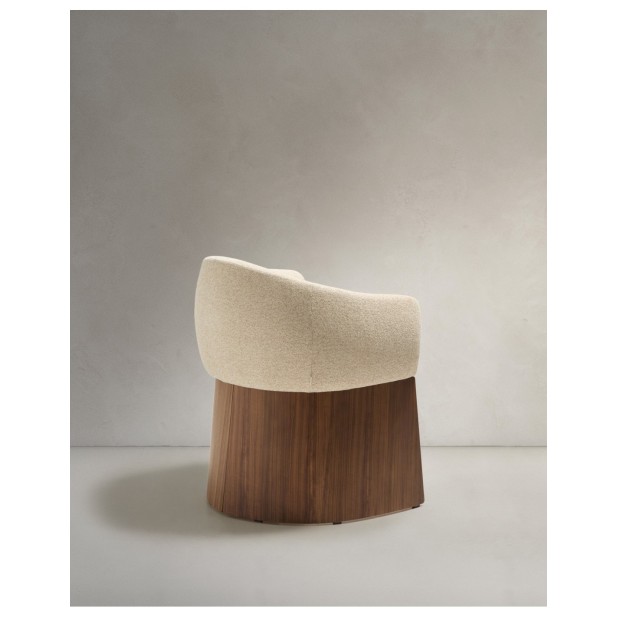 Silla Bosca de chenilla beige y chapa...