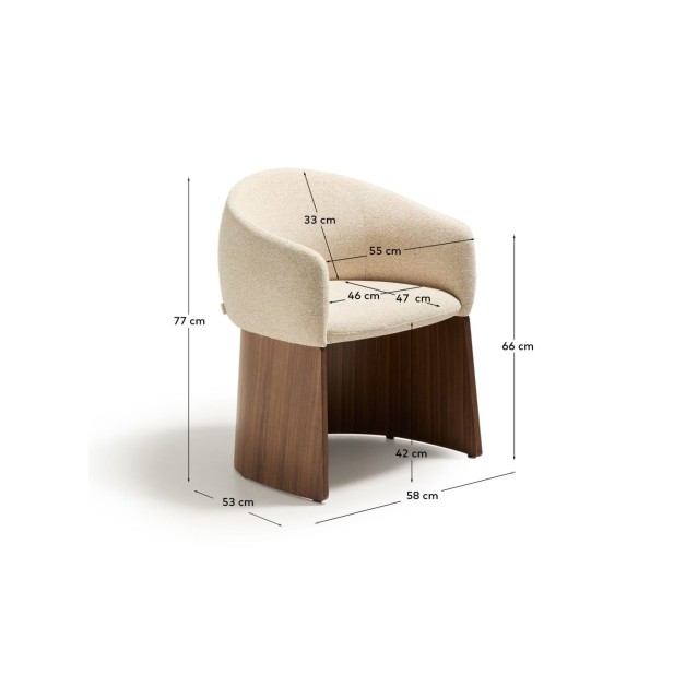 Silla Bosca de chenilla beige y chapa...