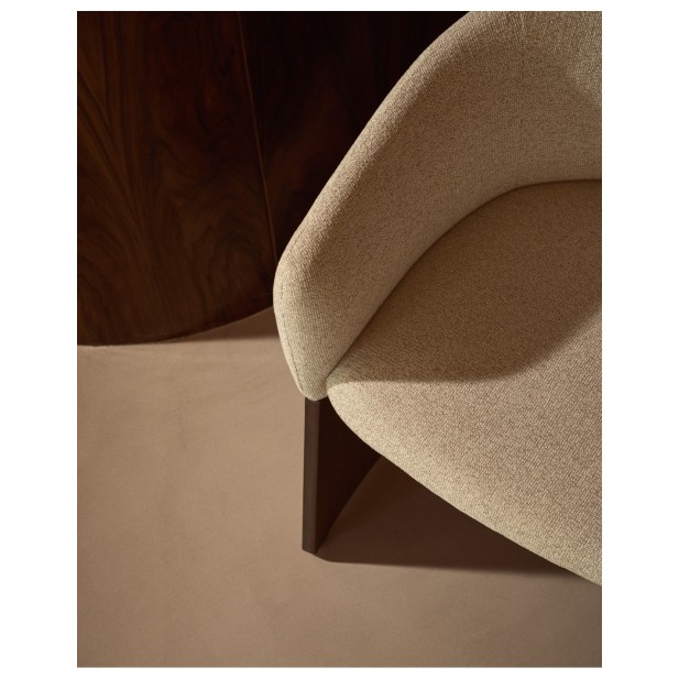 Silla Bosca de chenilla beige y chapa...