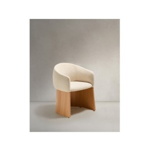 Silla Bosca de chenilla beige y chapa de roble FSC 100% -...