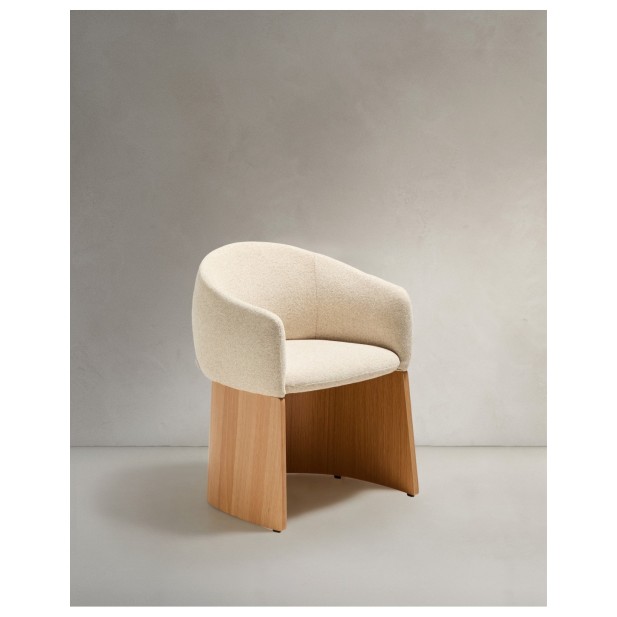 Silla Bosca de chenilla beige y chapa...