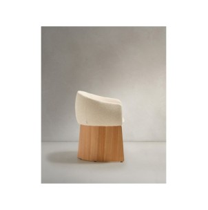 Silla Bosca de chenilla beige y chapa de roble FSC 100% -... 2