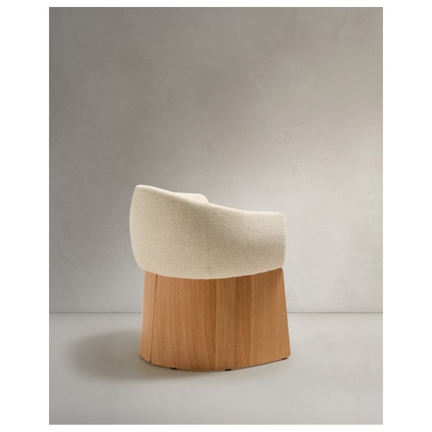 Silla Bosca de chenilla beige y chapa...