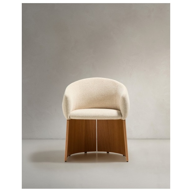 Silla Bosca de chenilla beige y chapa...