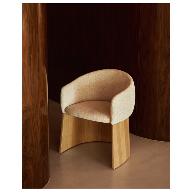Silla Bosca de chenilla beige y chapa...
