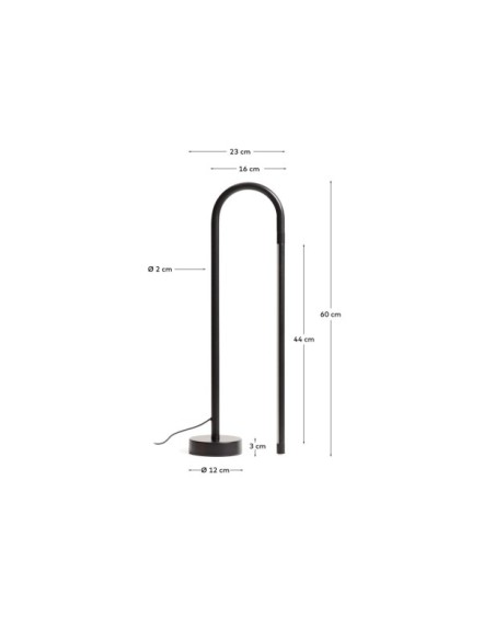 Lámpara de mesa Bow de aluminio negro - Kave Home