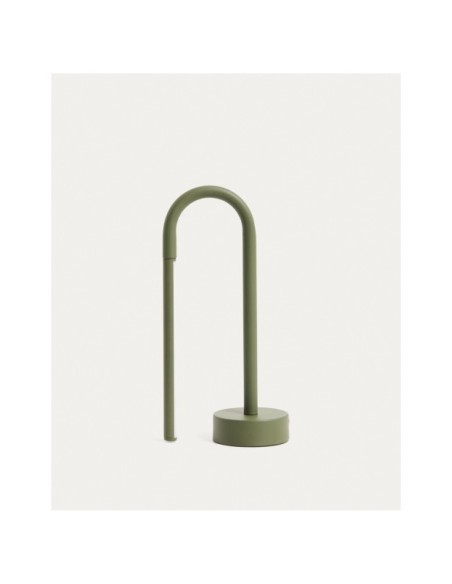 Lámpara de mesa portátil Bow de aluminio verde - Kave Home