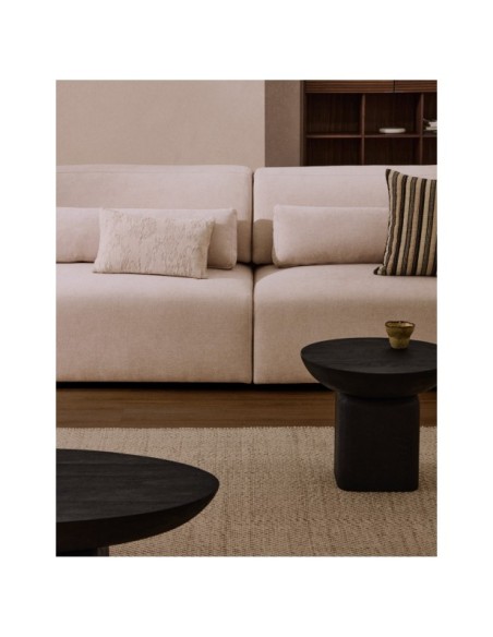 Sofá Lares 6 plazas con asientos deslizantes motorizados y cabezal reclinable de chenilla beige 410 cm - Kave Home