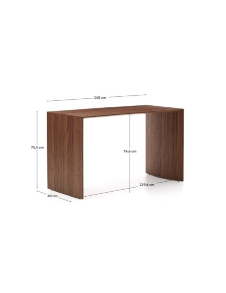 Mesa de trabajo Litto de chapa de nogal FSC Mix Credit 140 x 60 cm - Kave Home