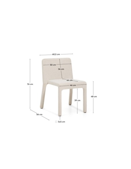 Silla apilable Loria de chenilla beige - Kave Home