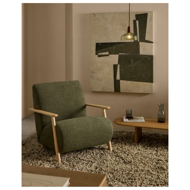 Butaca Meghan de chenilla verde y...