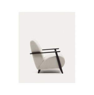 Butaca Meghan de chenilla perla y madera maciza de fresno... 2