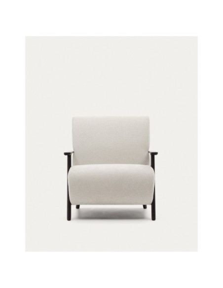 Butaca Meghan de chenilla perla y madera maciza de fresno con acabado wengué FSC Mix Credit - Kave Home