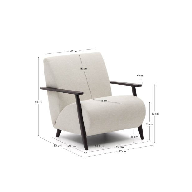 Butaca Meghan de chenilla perla y...