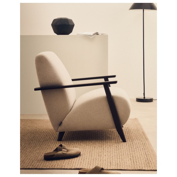 Butaca Meghan de chenilla perla y...