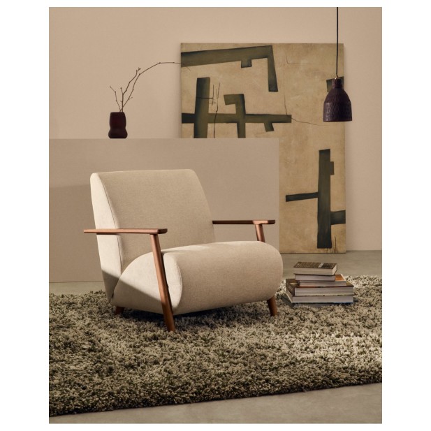 Butaca Meghan de chenilla perla y...