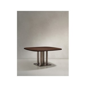 Mesa Melvar de chapa de nogal y patas con base de acero... 2