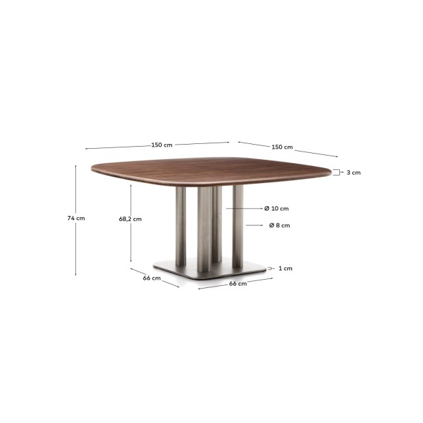 Mesa Melvar de chapa de nogal y patas...