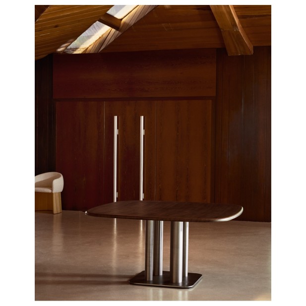 Mesa Melvar de chapa de nogal y patas...