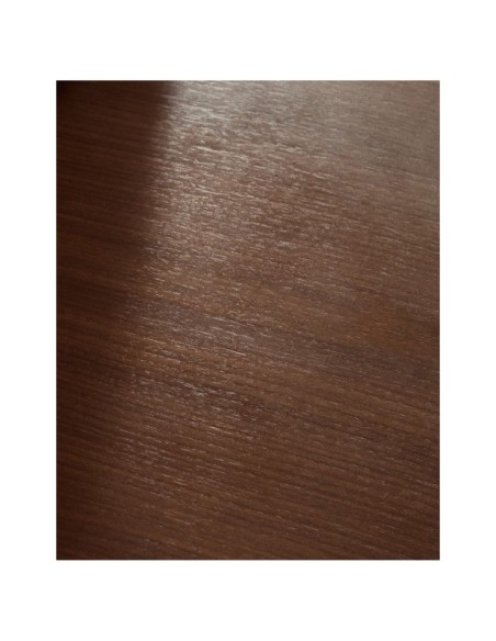 Mesa Melvar de chapa de nogal y patas con base de acero inoxidable cepillado 150 x 150 cm - Kave Home