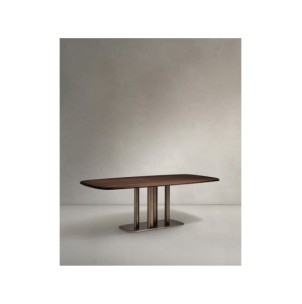 Mesa Melvar de chapa de nogal y patas con base de acero... 2