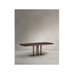 Mesa Melvar de chapa de nogal y patas con base de acero... 2