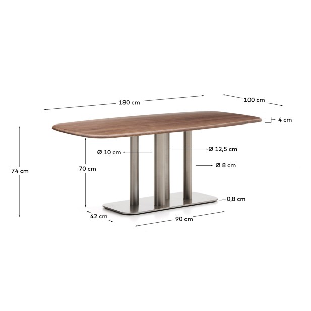 Mesa Melvar de chapa de nogal y patas...