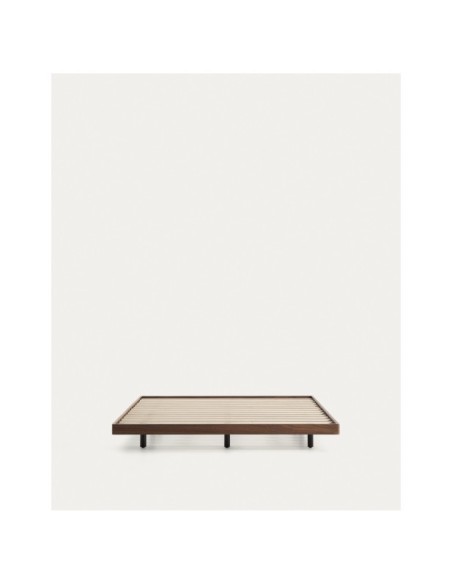 Base Norlen de chapa de nogal con acabado oscuro para colchón de 160 x 200 cm FSC Mix Credit - Kave Home