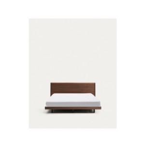 Cama Norlen de chapa de nogal con acabado oscuro y luz... 2