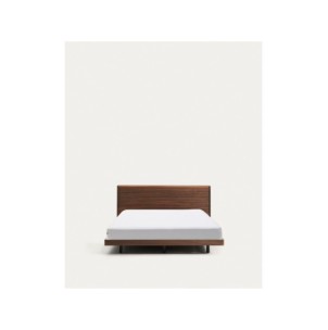 Cama Norlen de chapa de nogal con acabado oscuro y luz... 2