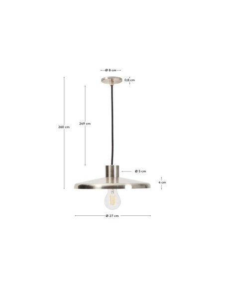 Lámpara de techo Nuvira de acero cepillado gris claro - Kave Home