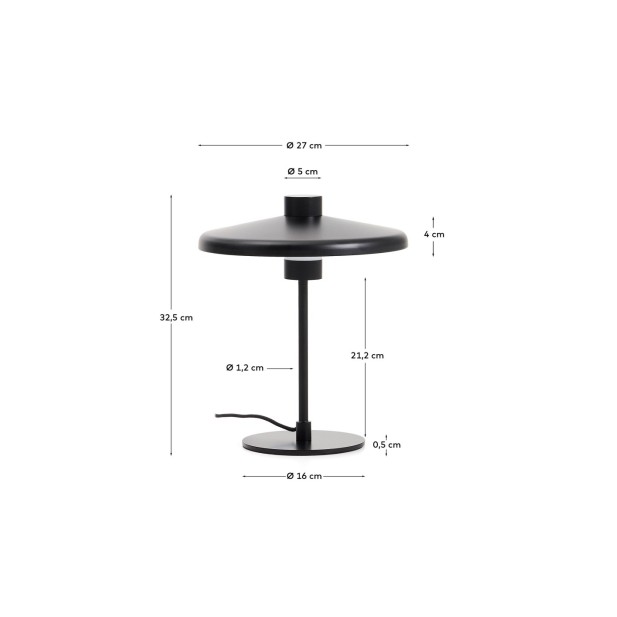 Lámpara de mesa Nuvira de acero negro...