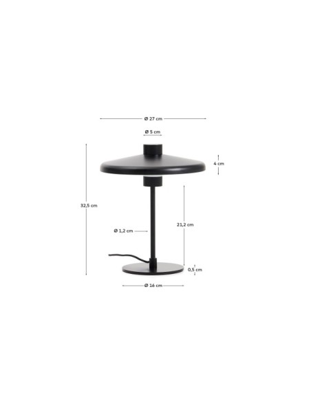 Lámpara de mesa Nuvira de acero negro satinado - Kave Home
