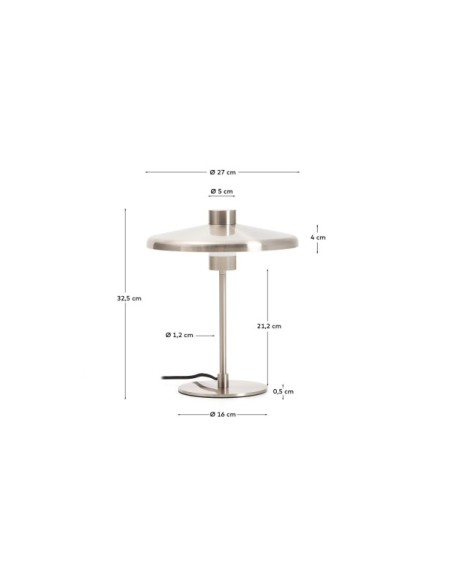 Lámpara de mesa Nuvira de acero cepillado gris claro - Kave Home