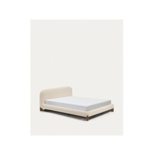 Cama desenfundable Odina bouclé crudo, patas madera... 2