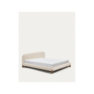 Cama desenfundable Odina bouclé crudo, patas madera... 2