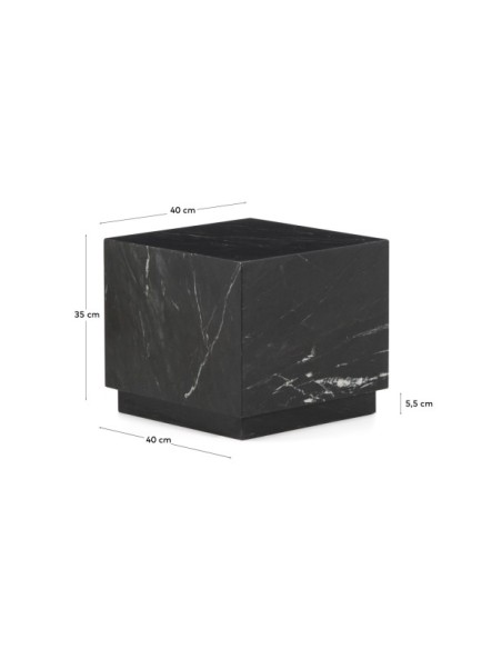 Mesa auxiliar Sorein de mármol negro 40 x 40 cm - Kave Home