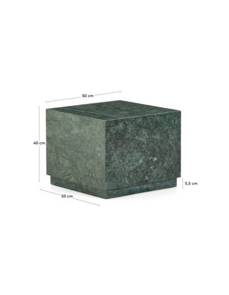 Mesa auxiliar Sorein de mármol verde 50 x 50 cm - Kave Home