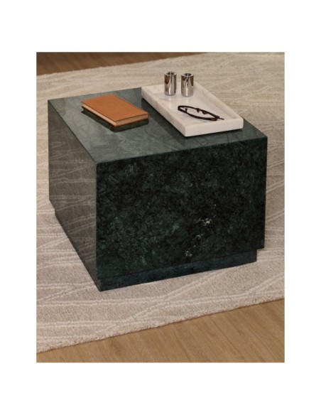 Mesa auxiliar Sorein de mármol verde 50 x 50 cm - Kave Home
