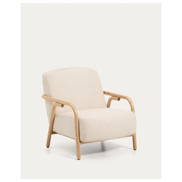 Butaca Sylo de chenilla beige y...